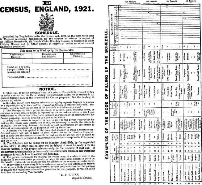 front page of census form